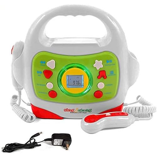  [아마존베스트]IQ Toys MP3 Music Player, with 2 Sing Along Karaoke Microphones and Adapter, Stream Music by Bluetooth, MP3 or Micro SD