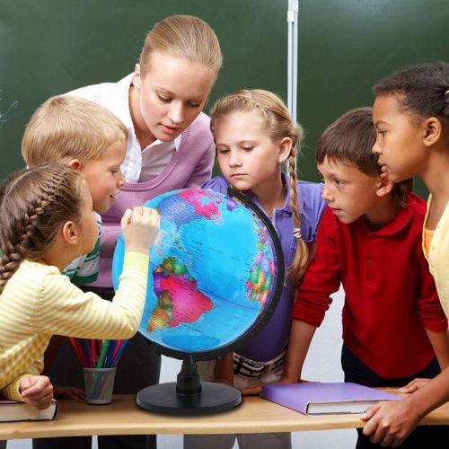  [아마존베스트]IQ Toys 13 Geogprahic Spinning World Globe with Stand, for Office Desks, Classrooms, Kids Geographic Learning