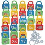 [아마존베스트]IQ Toys ABC Learning Locks Educational Alphabet Set- with 26 Locks, 26 Keys and 4 Keyrings