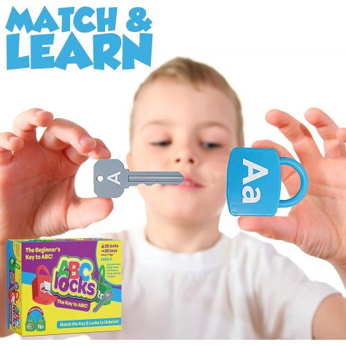  [아마존베스트]IQ Toys ABC Learning Locks Educational Alphabet Set- with 26 Locks, 26 Keys and 4 Keyrings