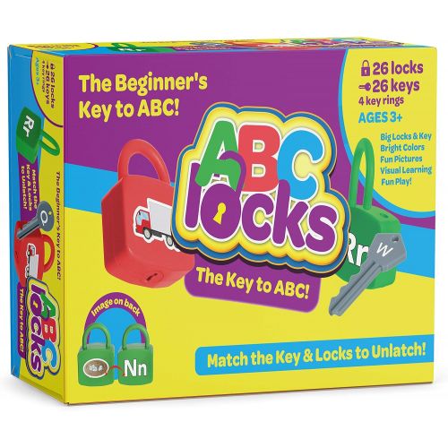  [아마존베스트]IQ Toys ABC Learning Locks Educational Alphabet Set- with 26 Locks, 26 Keys and 4 Keyrings