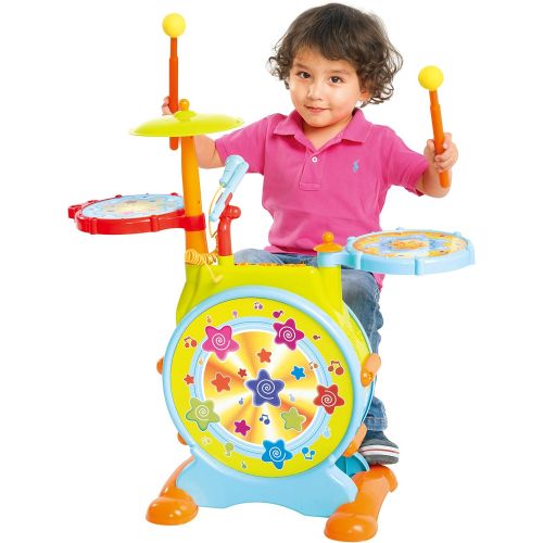  IQ Toys My First Drum Set, Includes Sing Along Microphone and Chair, for a Complete Musical and Learning Sensation