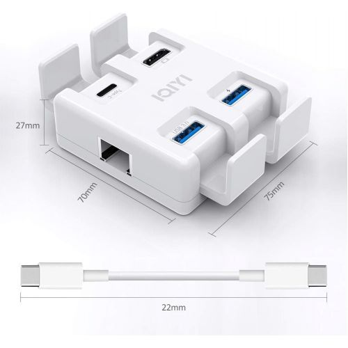  IQIYI USB C Hub Adapter, 5-in-1 Type C Hub with Gigabit Ethernet, 4K HDMI Output, USB C Power Delivery, USB 3.0 Ports, Multiport Adapter for MacBook Pro and Other Type-C Devices