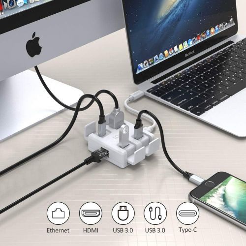  IQIYI USB C Hub Adapter, 5-in-1 Type C Hub with Gigabit Ethernet, 4K HDMI Output, USB C Power Delivery, USB 3.0 Ports, Multiport Adapter for MacBook Pro and Other Type-C Devices