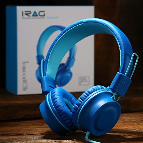  iRAG J01 Kids Headphones Foldable Stereo Tangle-Free 5ft Long Cord 3.5mm Jack Plug in Wired On-Ear Headset for iPad/Amazon Kindle,Fire/Toddler/Boys/Girls/School/Laptop/Travel/Plane