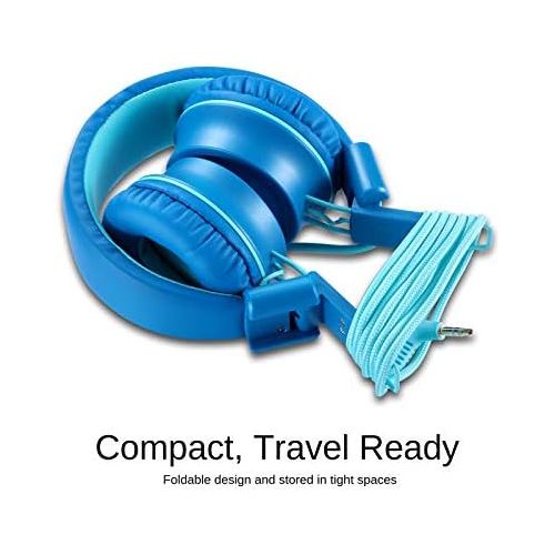  iRAG J01 Kids Headphones Foldable Stereo Tangle-Free 5ft Long Cord 3.5mm Jack Plug in Wired On-Ear Headset for iPad/Amazon Kindle,Fire/Toddler/Boys/Girls/School/Laptop/Travel/Plane