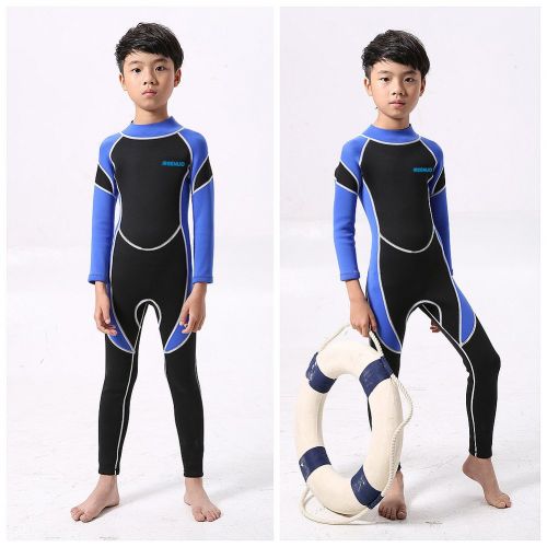  IREENUO Kids Wetsuit Neoprene 2.5mm Thick Long Sleeve One Piece UV Protection Sun Protection Sunsuit Wetsuit for Girls Boys