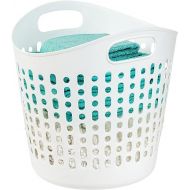 IRIS USA Laundry Basket 40L Durable and Flexible, Portable Round Bin, 1.15 Bushel Hamper for Storage with Ventilation Holes for Closet Dorm Laundry Room Bedroom, White