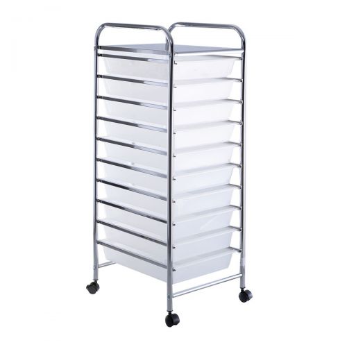  IRIS Costway 10 Drawer Rolling Storage Cart Scrapbook Paper Office School Organizer Clear