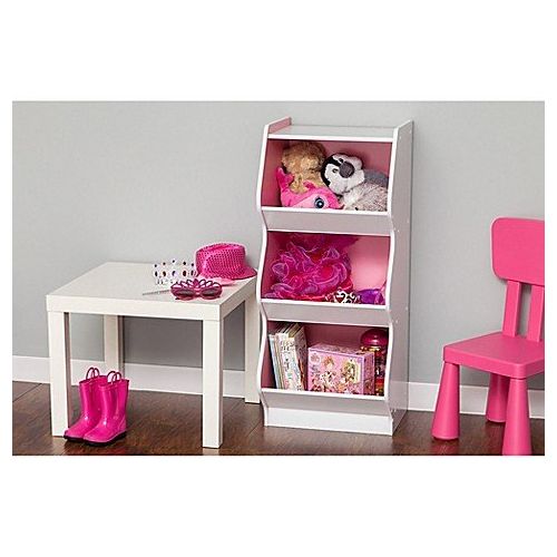  IRIS IRIS IRIS Childrens 3-Tier Scalloped Storage Shelf in White and Pink