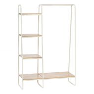 IRIS USA, Inc. IRIS Metal Garment Rack with Wood Shelves, White and Light Brown