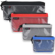 [아마존베스트]IRONLAND 1680D Utility Bag, 4 Pack Zipper Tool Bags Waterproof Heavy Duty in Blue, Grey, Red, Black Tool Pouch (7/9/10/12 inch clear)