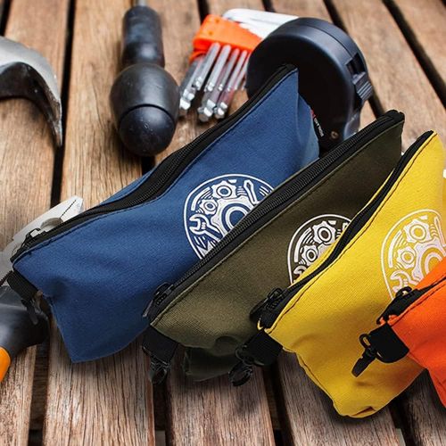  IRONLAND Canvas Tool Bag, Canvas Tool Pouch with Zipper, Tool Pouch Bag, Small Utility Bag in Blue, Olive, Orange, Yellow (7/9/10/12 Inch)