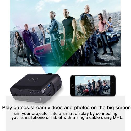  IRULU iRULU Portable Mini LED Projector, VGA USB SD AV HDMI for Home Cinema Theater, Child Games White