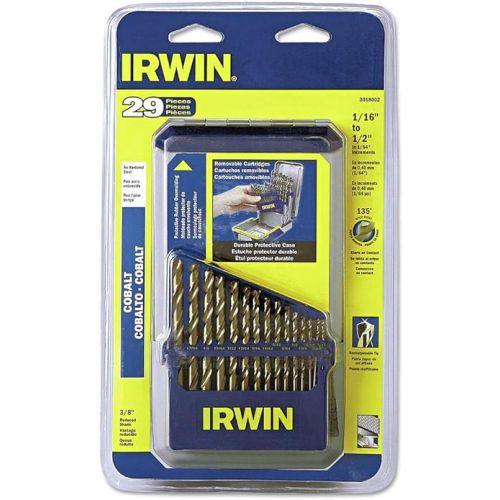  IRWIN Drill Bit Set, M35 Cobalt Alloy Steel Steel, 29-Piece (3018002)