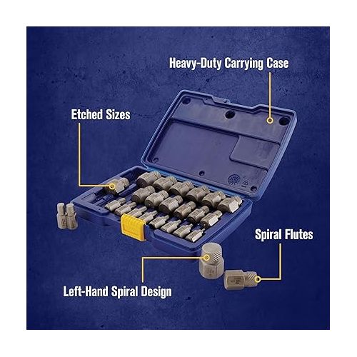  IRWIN Screw Extractor Set, Hex Head, Multi-Spline, 25-Piece (53227)