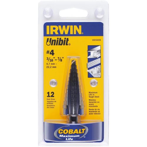  Irwin Industrial Tools 10234CB #4 Unibit 3/16- Inch  7/8-Inch, 12-Steps Cobalt Step Drill Bit (1/16- Inch Steps)