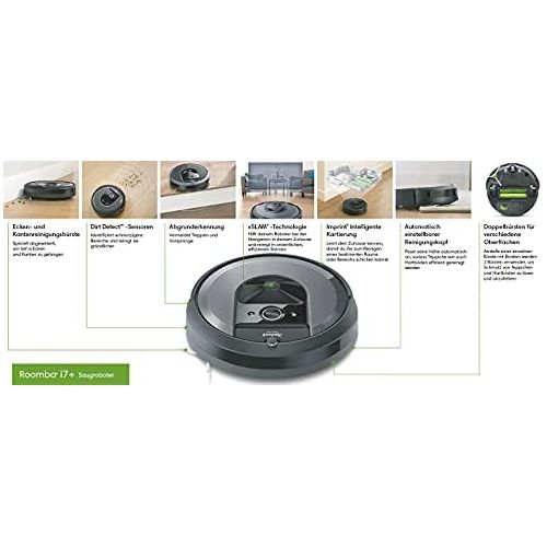  [아마존베스트]iRobot Roomba i7+ (i7556) Robot Vacuum Cleaner, Automatic Suction Station, Intelligent Room Recording, Schedule Cleaning, 2 Multi Bottom Brushes, WLAN Vacuum Cleaner, Robot, App Co