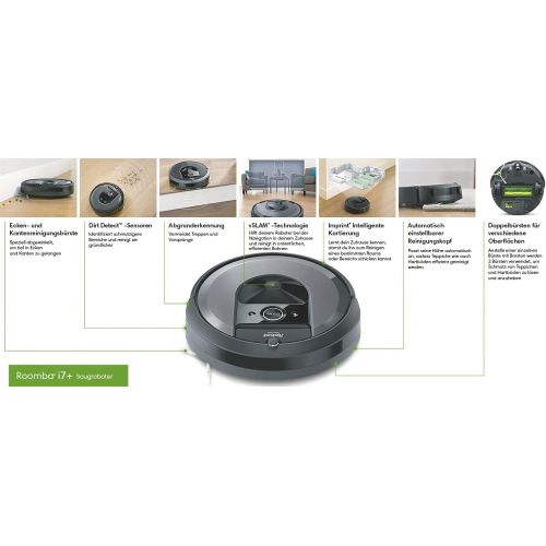  [아마존베스트]iRobot Roomba i7+ (i7556) Robot Vacuum Cleaner, Automatic Suction Station, Intelligent Room Recording, Schedule Cleaning, 2 Multi Bottom Brushes, WLAN Vacuum Cleaner, Robot, App Co