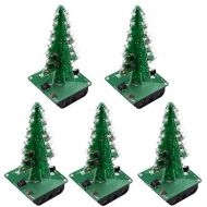 IS ICStation DIY 3D Xmas Tree Soldering Practice Electronic Science Assemble Kit 7 Color Flashing LED PCB Solder Tool (Pack of 5)