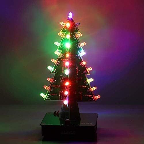  IS ICStation DIY 3D Xmas Tree Soldering Practice Electronic Science Assemble Kit 7 Color Flashing LED PCB Solder Tool (Pack of 5)