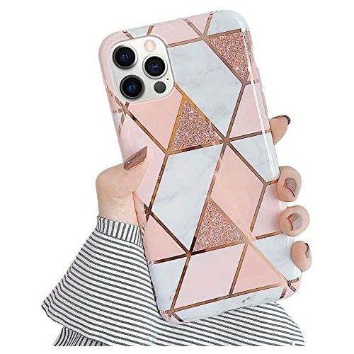  [아마존베스트]ISAKEN Kompatibel mit iPhone 12 Pro Max 6.7 Huelle,Glanzend Bling Glitzer Marmor Design Muster Schutzhuelle Ultra Duenn Weiches TPU Silikon Gel Bumper Handyhuelle Huelle Case fuer iPhone 12 Pro