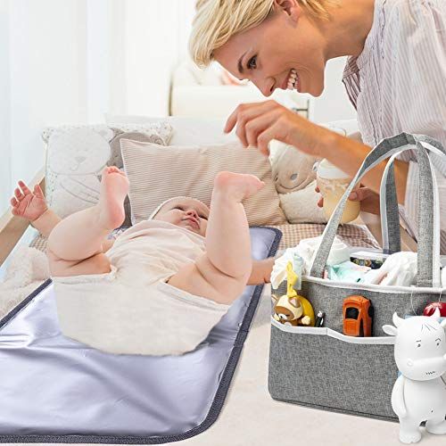  ISAMANNER Changing Pad - Portable Changing Pad,Lightweight Travel Station Kit for Baby Diapering,Diaper Changing Pad,Diaper Clutch,Diaper Pouch,Diaper Mat,Travel Changing Mat (Grey