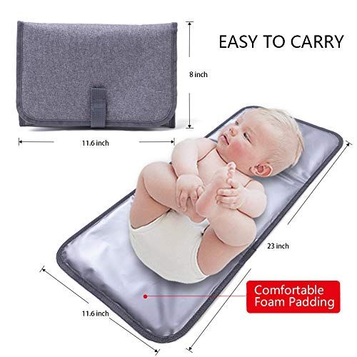  ISAMANNER Changing Pad - Portable Changing Pad,Lightweight Travel Station Kit for Baby Diapering,Diaper Changing Pad,Diaper Clutch,Diaper Pouch,Diaper Mat,Travel Changing Mat (Grey