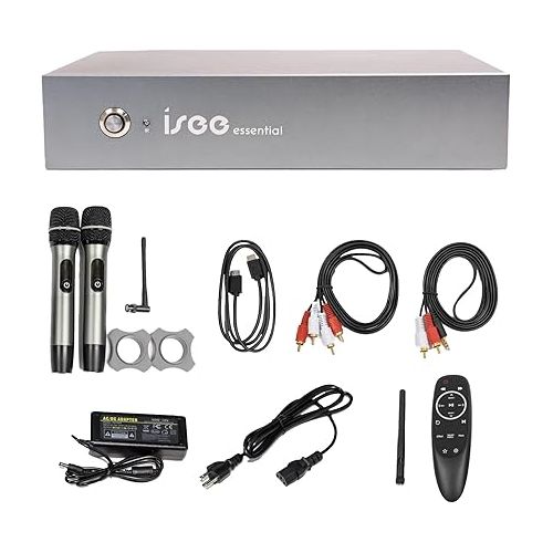  2024 ISEE Essential Home Karaoke Machine with 2 Wireless Microphones, Huge Song Library 400k+ Mixed Language English, Chinese, Filipino, Korean etc