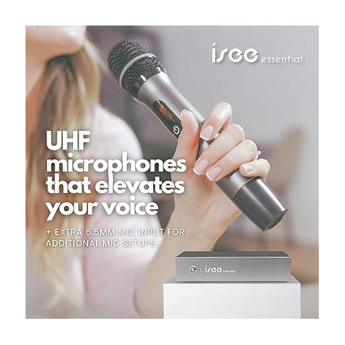  2024 ISEE Essential Home Karaoke Machine with 2 Wireless Microphones, Huge Song Library 400k+ Mixed Language English, Chinese, Filipino, Korean etc