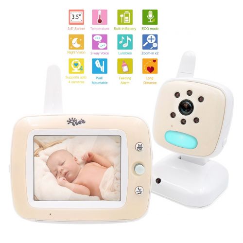  ISEE Video Baby Monitor Cameras - 3.5 Large LCD Screen with Night Vision Camera, Infant Long Rang Baby Monitors with Camera Audio, Temperature and Lullabies.