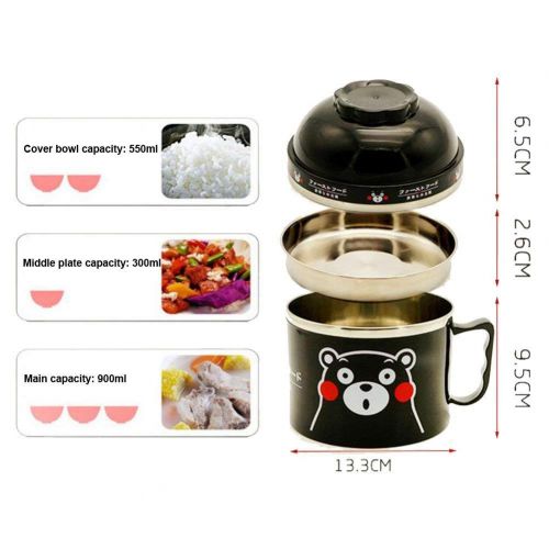  ISHOWStore Ishowstore 3 layers Cute Cartoon Instant Noodle Bowl Stainless Steel Ramen Noodle Soup Pasta Bowl Lunch Box