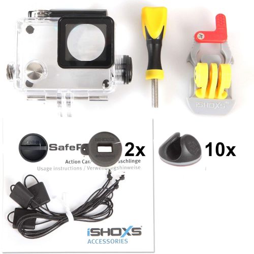  ISHOXS iSHOXS Housing mit USB-Port OEffnung passend fuer GoPro Hero 4 mit Pro Slider Flat, wasserdichtes und schlagfestes Gehause