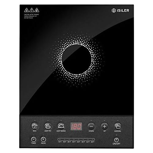  ISiLER Electric Induction Cooktop, iSiLER 1800W Sensor Touch Portable Induction Cooker Cooktop with Kids Safety Lock, Rotary Knob Countertop Burner Suitable for Cast Iron, Stainless Steel