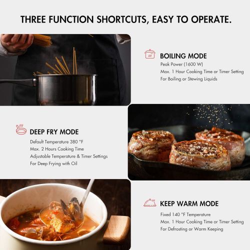  ISiLER Electric Induction Cooktop, iSiLER 1800W Sensor Touch Portable Induction Cooker Cooktop with Kids Safety Lock, Rotary Knob Countertop Burner Suitable for Cast Iron, Stainless Steel