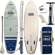 ISLE Pioneer Inflatable Stand Up Paddle Board, Incl. Coil Leash, Touring Fin, Travel Backpack, Hand Pump, Paddle - Beginner Friendly SUP - max. 285 lbs - 10’6’’ Inflatable Paddle Boards for Adults