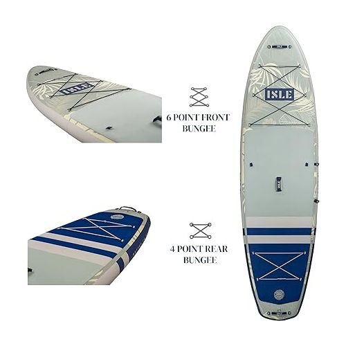  ISLE Pioneer Inflatable Stand Up Paddle Board, Incl. Coil Leash, Touring Fin, Travel Backpack, Hand Pump, Paddle - Beginner Friendly SUP - max. 285 lbs - 10’6’’ Inflatable Paddle Boards for Adults