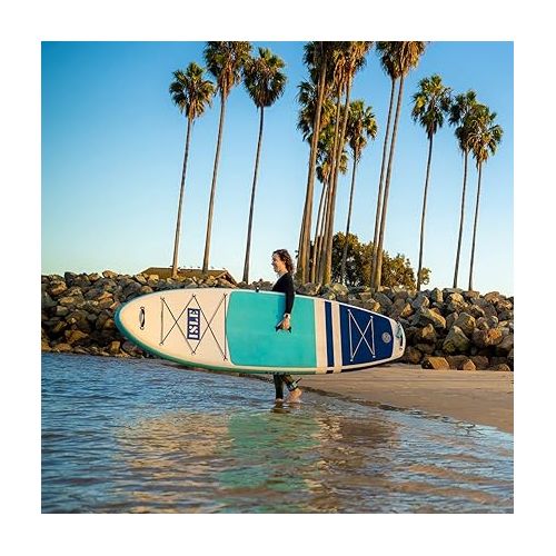  ISLE Megalodon Inflatable Stand Up Paddle Board & iSUP Bundle Accessory Pack - Up to 1,050 lbs Capacity ? Durable, Lightweight, Stable ? 12' L x 45