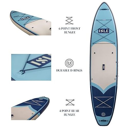  ISLE Explorer 2.0 Inflatable Stand Up Paddle Board & iSUP Bundle Accessory Pack, Adventure & Touring Board, Durable, Lightweight with Stable Wide Stance, 300 Pound Capacity, 11.6