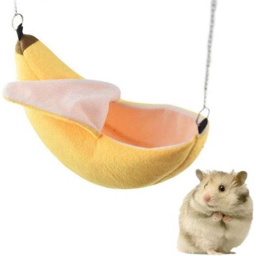  ISMARTEN Banana Hamster Bed House Hammock Small Animal Warm Bed House Cage Nest Hamster Accessories for Sugar Glider Hamster Small Bird Pet (Banana)