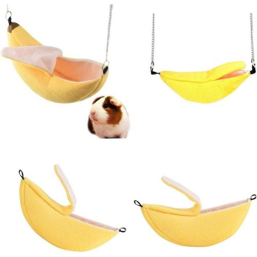  ISMARTEN Banana Hamster Bed House Hammock Small Animal Warm Bed House Cage Nest Hamster Accessories for Sugar Glider Hamster Small Bird Pet (Banana)