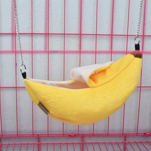  ISMARTEN Banana Hamster Bed House Hammock Small Animal Warm Bed House Cage Nest Hamster Accessories for Sugar Glider Hamster Small Bird Pet (Banana)