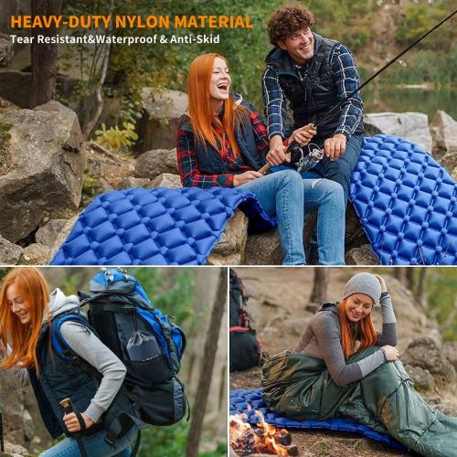  ISOPHO Camping Sleeping Pad with Built-in Pump,Inflatable Backpacking Pad with Pillow, Ultralight Durable Camping Mattress,Hiking Air Mat,Camp Sleep Pad for Hiking Traveling & Outd