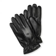 ISOTONER Isotoner Mens Black Leather Gloves Gathered Wrist & Faux Fur Sherpasoft Lining L