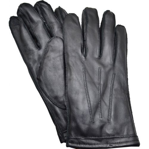  ISOTONER Isotoner Mens Genuine Leathers Smartouch Screen Lined Gloves (Black Large)