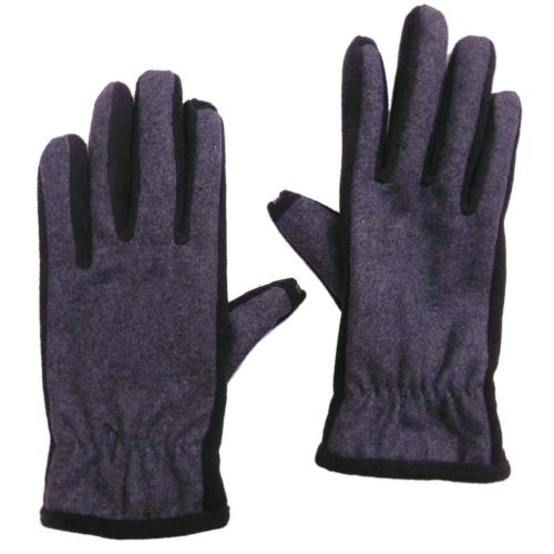  ISOTONER Isotoner Smart Touch Mens Gray & Black Wool Blend Touchscreen Tech Gloves