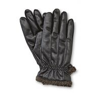 ISOTONER Isotoner Smart Touch Mens Black Faux Leather Thermaflex Text Gloves Smartouch