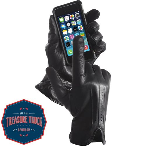  ISOTONER isotoner Men’s Stretch Leather Touchscreen Texting Cold Weather Gloves with Warm Dual Lining