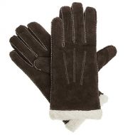 ISOTONER Isotoner Womens Moccasin Stitched Brown Suede Gloves With Sherpasoft Lining
