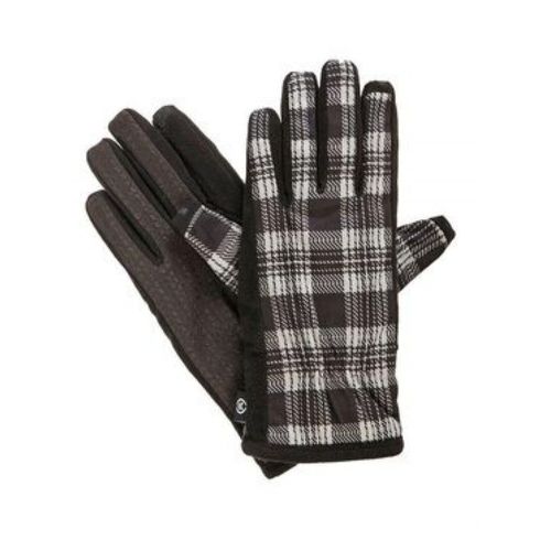  ISOTONER Isotoner Smart Touch Women Black Plaid Tech Text Glove Thermaflex Smartouch